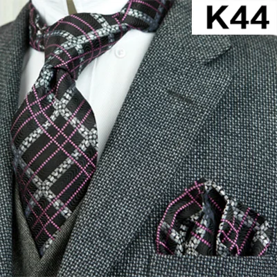 K44set В полоску, в клетку, в горошек, с цветочным узором из мужских галстуков галстуки галстук комплекты платок носовой платок шелковый галстук из жаккардовой ткани - Цвет: K44set