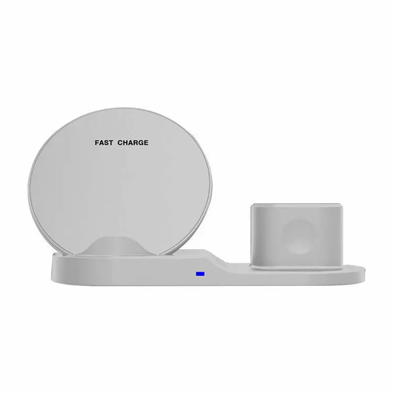 White 3 в 1 Qi Беспроводная Быстрая зарядка док-станция Подставка для Airpods Apple Watch 4 3 iPhone 8 X XS Max XR 10 Вт Быстрая зарядка для samsung S9 S8 S7 - Тип штекера: White