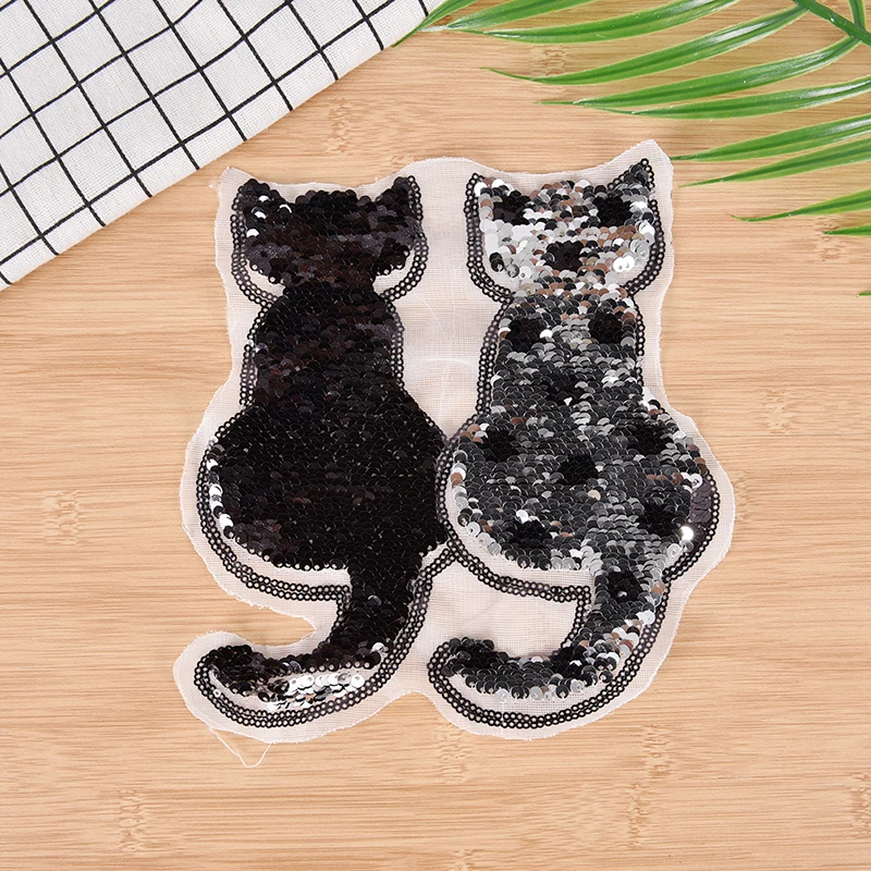 1PC Cute Cat Shape Reversible Change color Sequins Sew On Patch for clothes DIY Applique Bag Clothing Coat Jeans Craft | Дом и сад