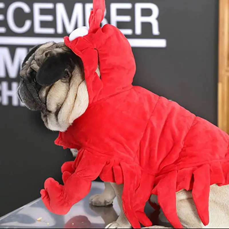 Interesting Cosplay Costume Dog Cat Clothes Puppy Lobster Shape Funny Performance Shrimp Design Coat For Party | Дом и сад