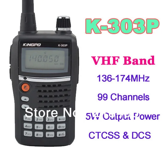 Kingpo K-303P VHF 136-174MHz 5W 99CH FM Portable Two-way Radio Handheld Transceiver