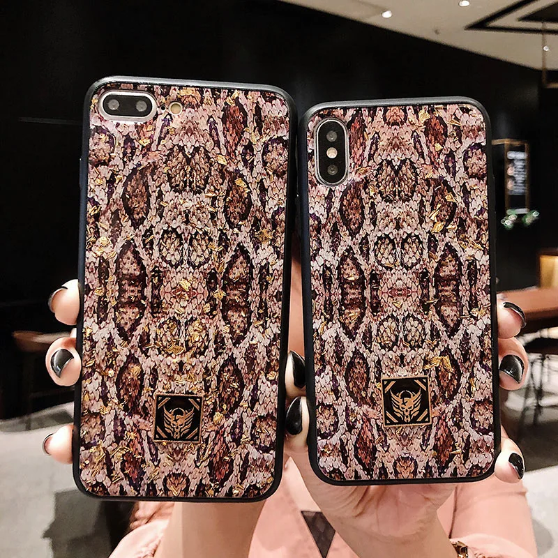 Kerzzil Glitter Gold Foil Soft TPU Phone Case For iPhone X XS Max XR Peacock Snake Skin 7 8 6 6s Plus |