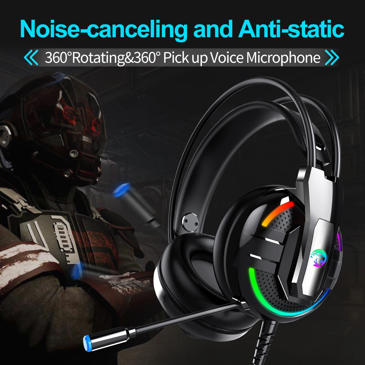 Новые игровые гарнитуры наушники RGB стерео глубокий бас со световым микрофоном