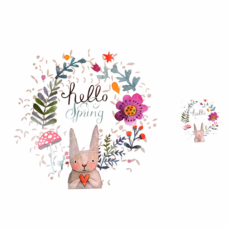 Новинка Лидер продаж нашивки с птичьими кроликами и цветами для футболок платьев