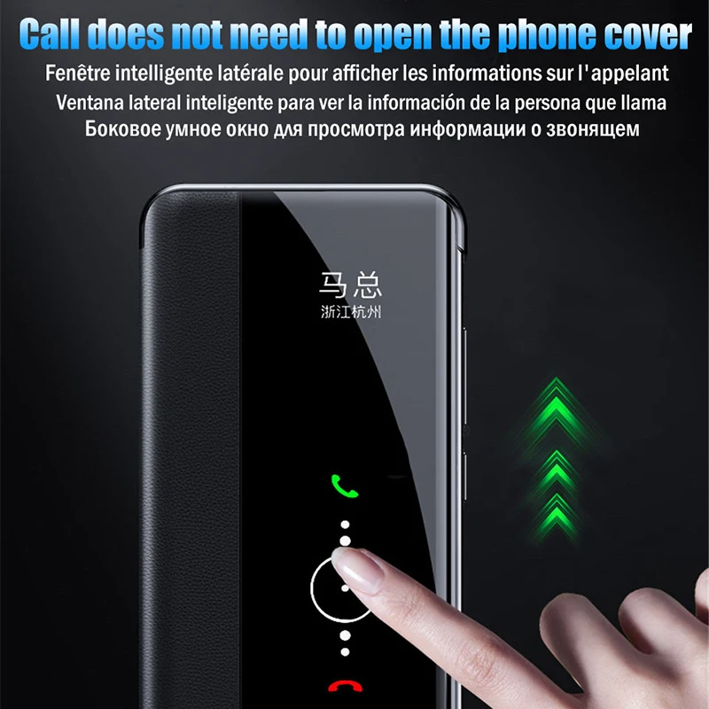 Smart Clear View Flip Phone Case For Huawei P30 P20 Mate 20 Pro Leather Protective 9 10 Shockproof Cover | Мобильные телефоны и