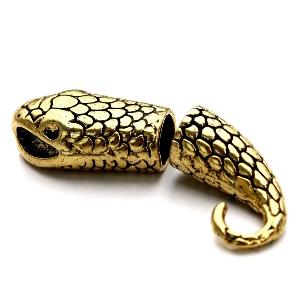 10 комплектов застежка крючок для кожаного шнура 7 мм|hook snake|hook silverleather gold |