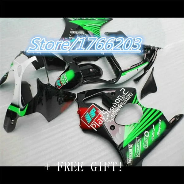 

Injection ZX6r 636 2000 - 2002 01 Fairings Green Black Monster Ninja ZX-6r 02 Full Body Kits Ning