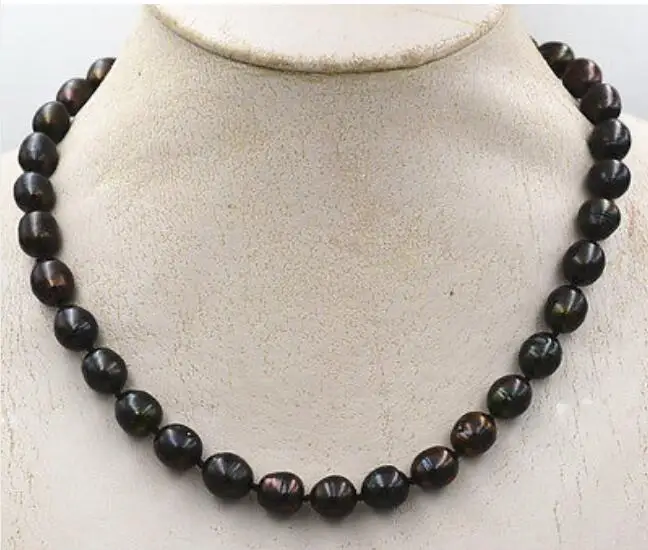 Ожерелье из натурального черного жемчуга TAHITIAN 10 11 мм 18 дюймов|pearl necklace|black pearl