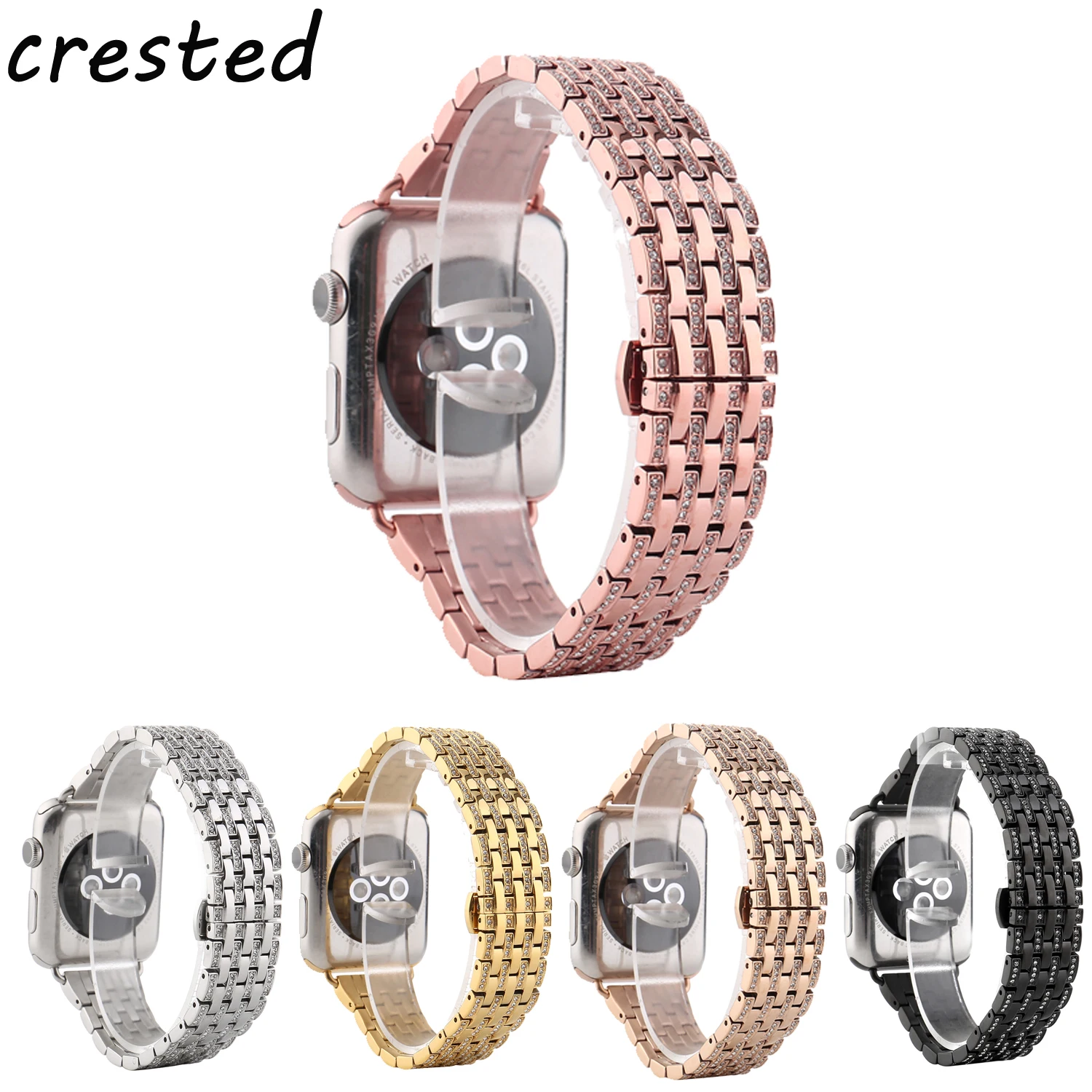 stainless steel watch band strap for apple 42mm/38 bracelet watchband butterfly diamond iwatch 1/2 | Наручные часы