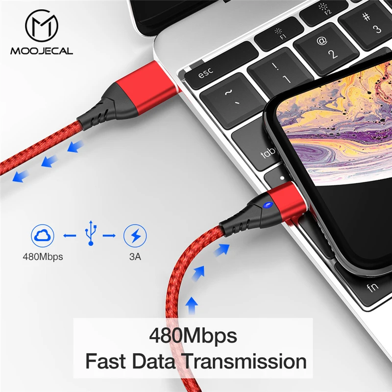 Магнитный usb кабель MOOJECL type c для samsung S9 micro Usb быстрой зарядки iPhone X XR адаптер