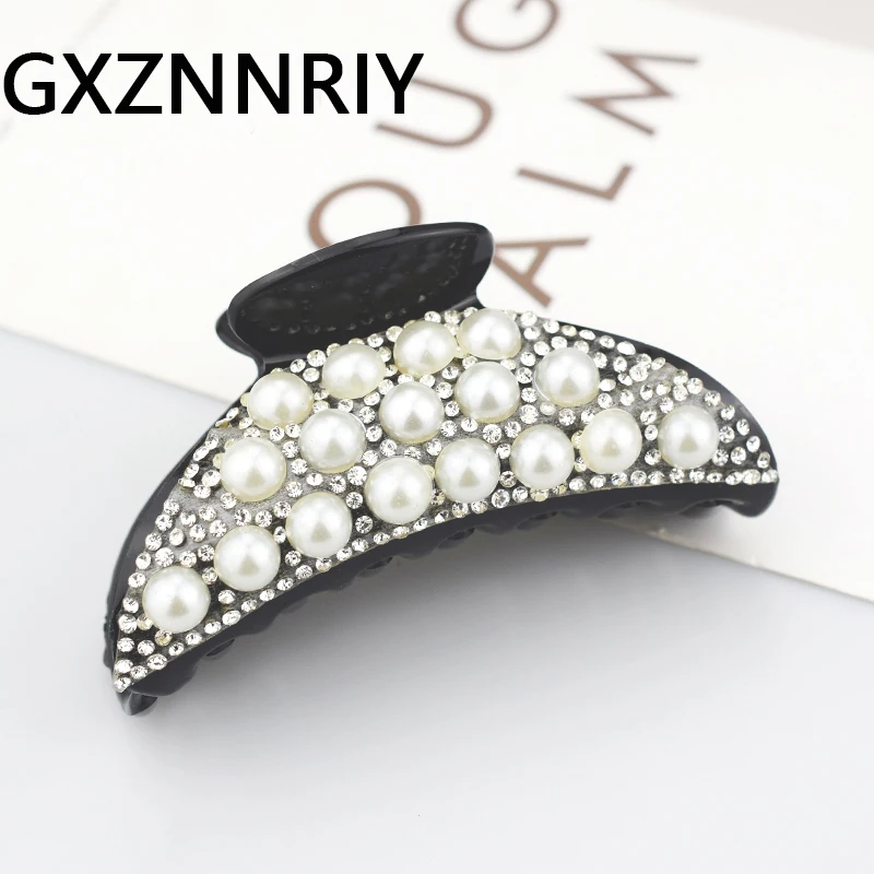 Женский зажим для волос с жемчужинами черный в Корейском стиле аксессуары