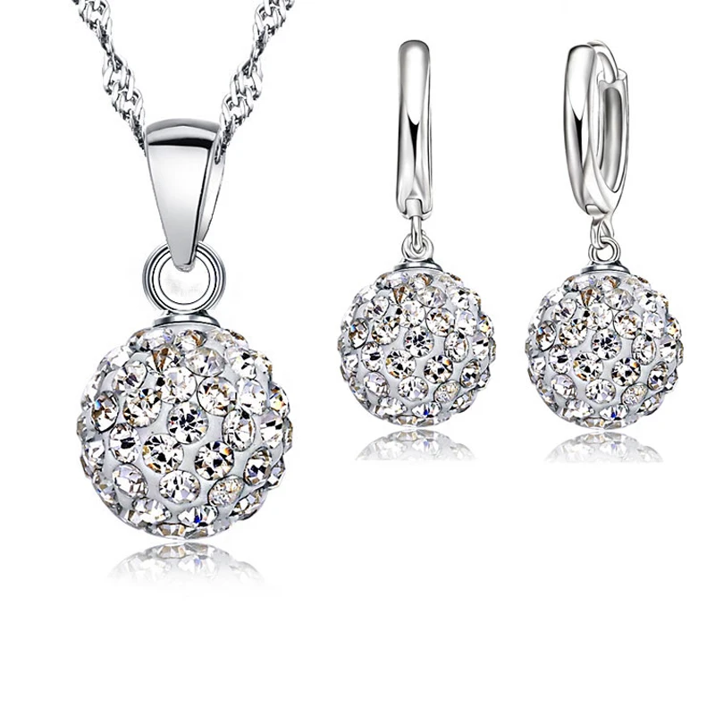 Женский ювелирный комплект из колье и серёг серебра 925 пробы|jewelry sets for women|silver jewelry