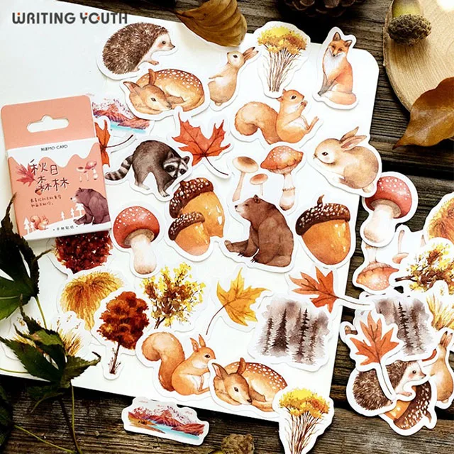 12 45pcs/set Cute Cartoon Animals Cat Bullet Journal Sticker Scrapbooking Child Diary Stickers Student Supplies Stationary - Color: 12