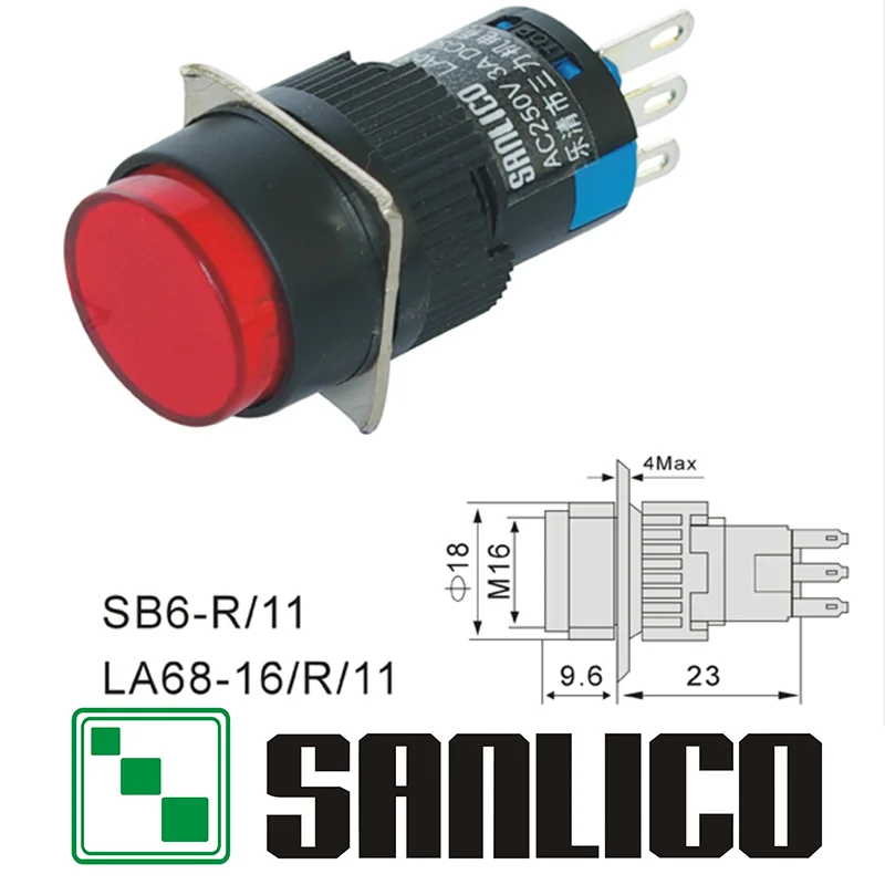 Круговой Мгновенный кнопочный переключатель XB6EAA41 LA68 LAS1 LAY SB616R/11 возврат пружины 16