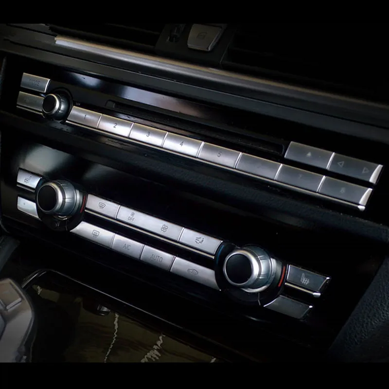Auto Klimaanlage CD Tasten Pailletten Dekoration Abdeckung Trim Für BMW F10 F18 F07 F06 F12 F13 5 6 7 serie 5GT Chrom ABS