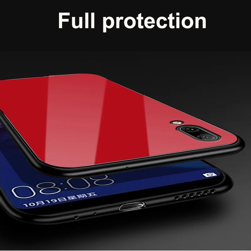 Чехол для Huawei Y7 Y7prime однотонный чехол из закаленного стекла телефона prime с