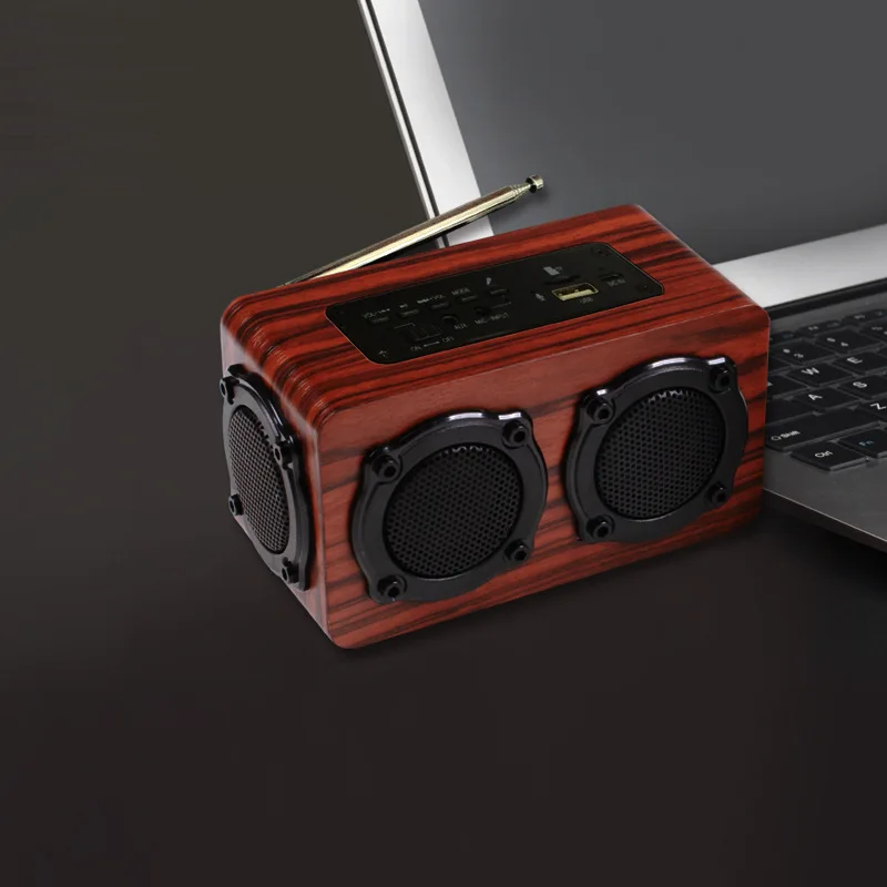 Деревянный беспроводной Bluetooth динамик Многофункциональный U диск USB вход