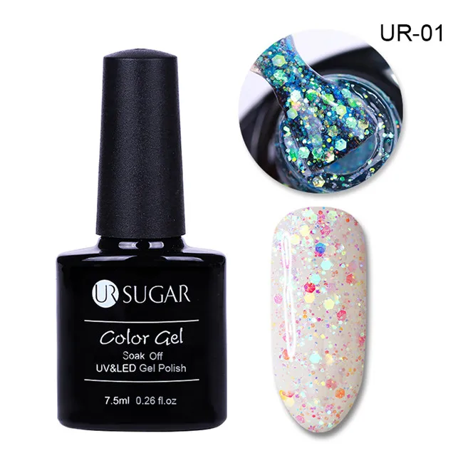 Diamond1 Ur Sugar 7,5 мл Радужный голографический Гель-лак для ногтей неоновый мерцающий сияющий блеск замачиваемый УФ-светодиодный лак - Цвет: Diamond1