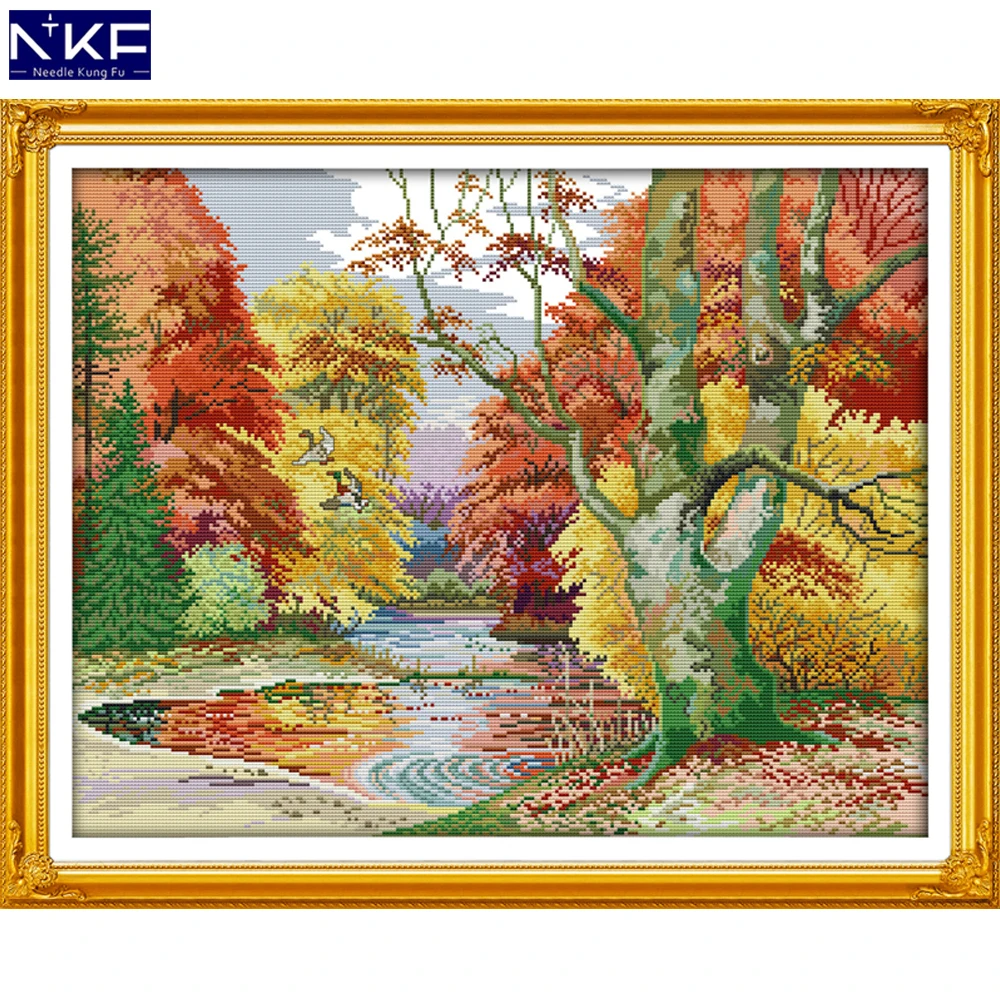 NKF A Modern Water From The Wind Cross Stitch Pattern DIY Kit Needlework Embroidery Sets Chinese for Home Decor | Дом и сад