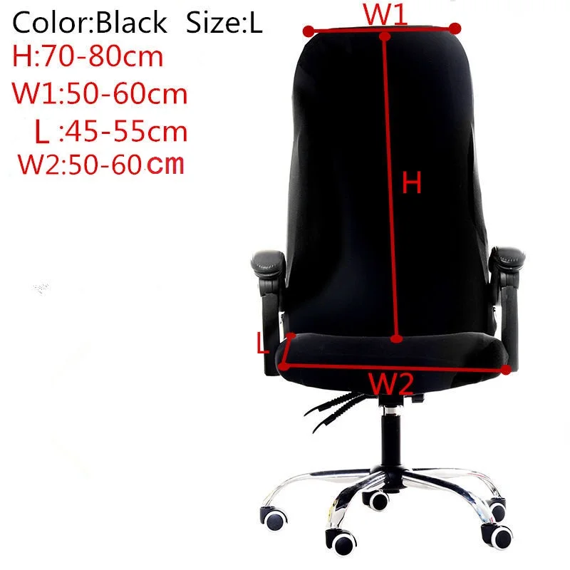 black size L 3 размера, офисный эластичный чехол для стула, анти-грязные съемные чехлы для стула для компьютерного стула, 4 однотонных цвета, чехол для сиденья для конференц-зала - Цвет: black size L