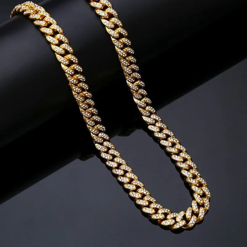 12 5 мм ААА Стразы Iced Out Для мужчин хип-хоп Bling губан ожерелье вымощено цепи Цепочки