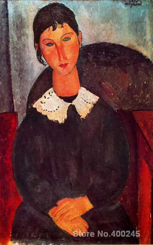 Обнаженная картина от Amedeo Modigliani Elvira с белым воротником декор для красной комнаты