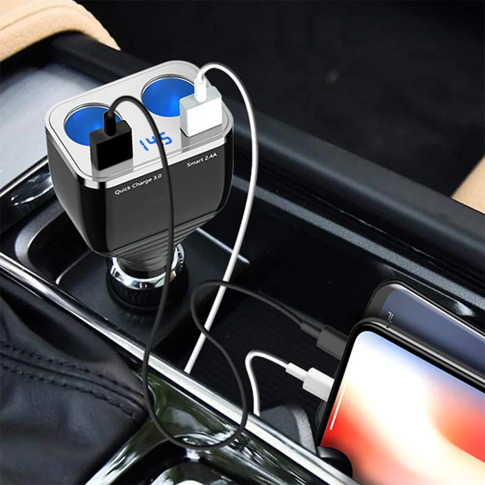 2 зарядных порта USB гнездо для автомобильного прикуривателя Разветвитель адаптер автомобиля Зарядное устройство 12 V-24 V 80W 3.5A Мощность Зарядное устройство для iPhone Xiaomi кабели, легко носить с собой