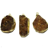 lava stone geode druzy pendant lot gold bezel jewelry making large yellow quartz crystal natural stones gem 5pc random charms
