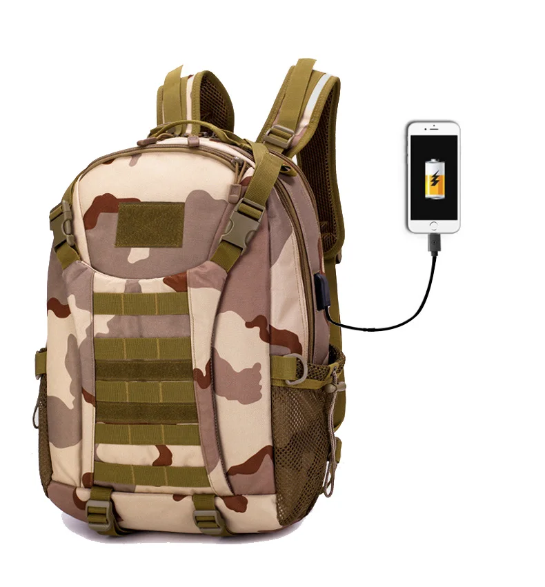 Three sand USB charg 50L Molle походный рюкзак, тактические военные сумки рюкзаки, водонепроницаемые Рюкзаки, походные рюкзаки, сумка на плечо XA303WA - Цвет: Three sand USB charg