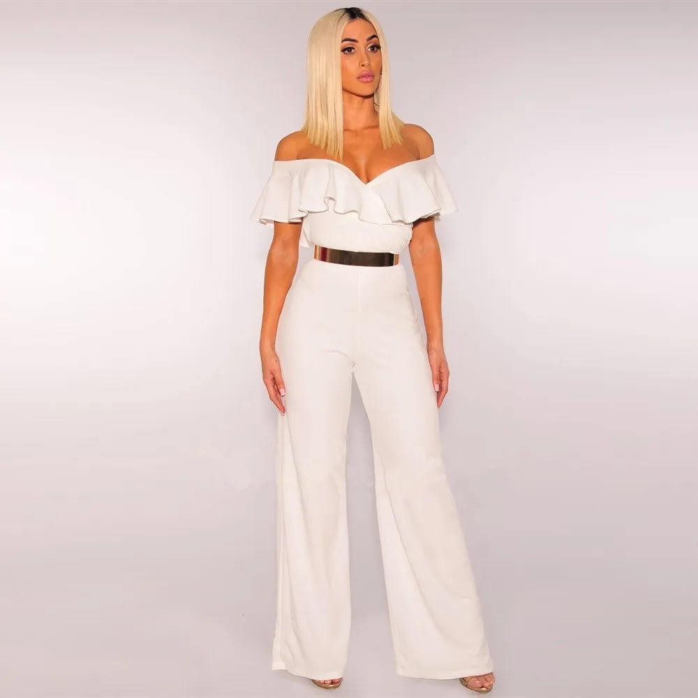 Женский комбинезон свободный с поясом и оборками|Женские комбинезоны| |