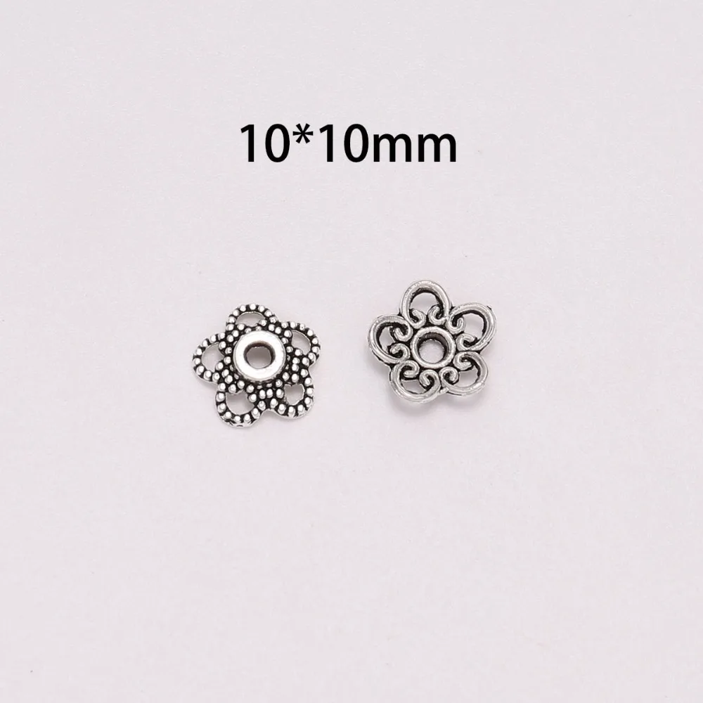 50pcs/Lot 8 mm Antique Hollowed Flower Metal Bead End Caps For Jewelry Making Findings Needlework Diy Accessories | Украшения и