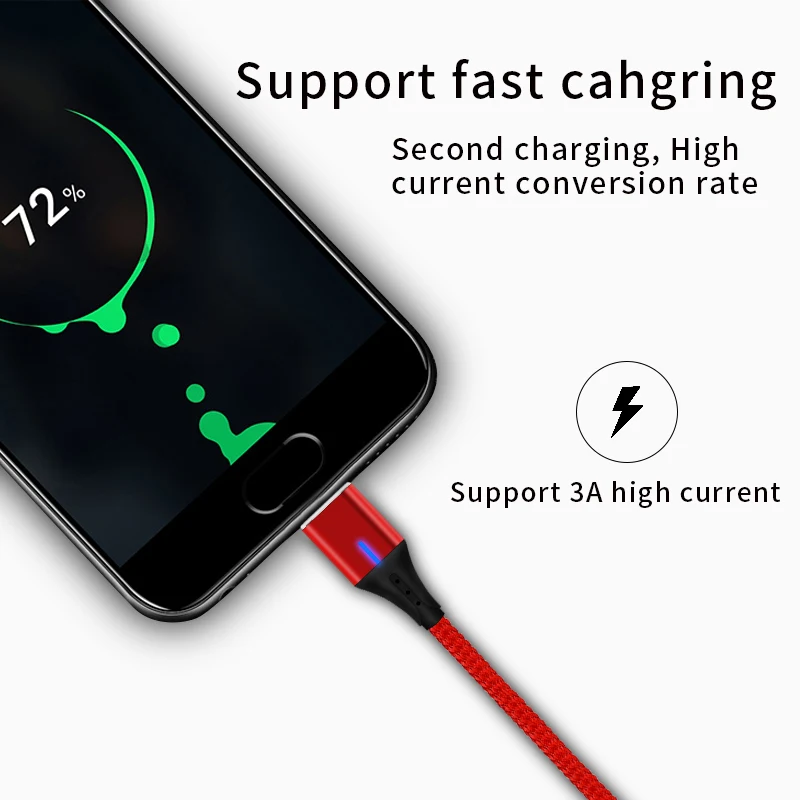 3A Магнитный Зарядное устройство кабель для передачи данных iPhone X XS Max XR 6 7 быстрой