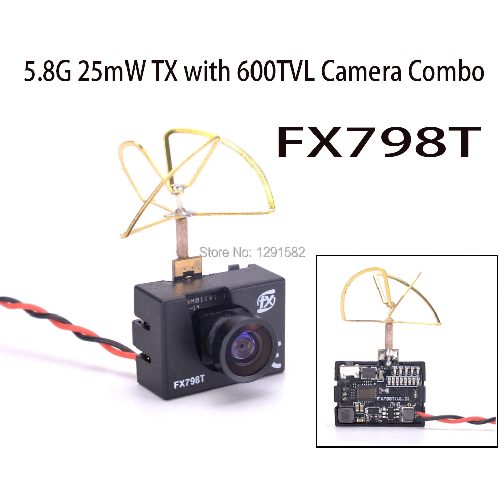 FX798T 5 8G 25mW 40 каналов AV передатчик с камерой 600 TVL мягкая антенна Combo NTSC Для DIY FPV мини