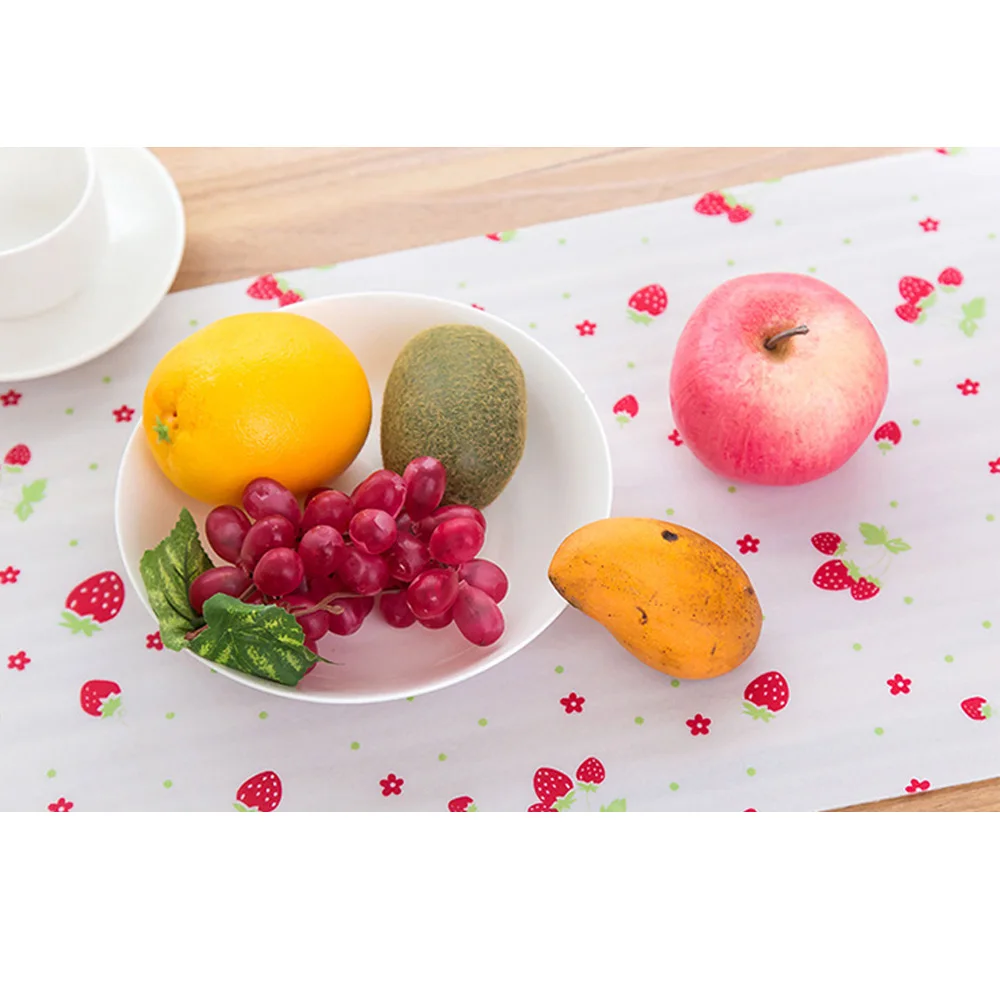 30*500CM Kitchen Drawer Paper Polka Dot Floral Strawberry Print Waterproof Oilproof Non-Adhesive Wardrobe DIY Cabinet Dining Pads Mats