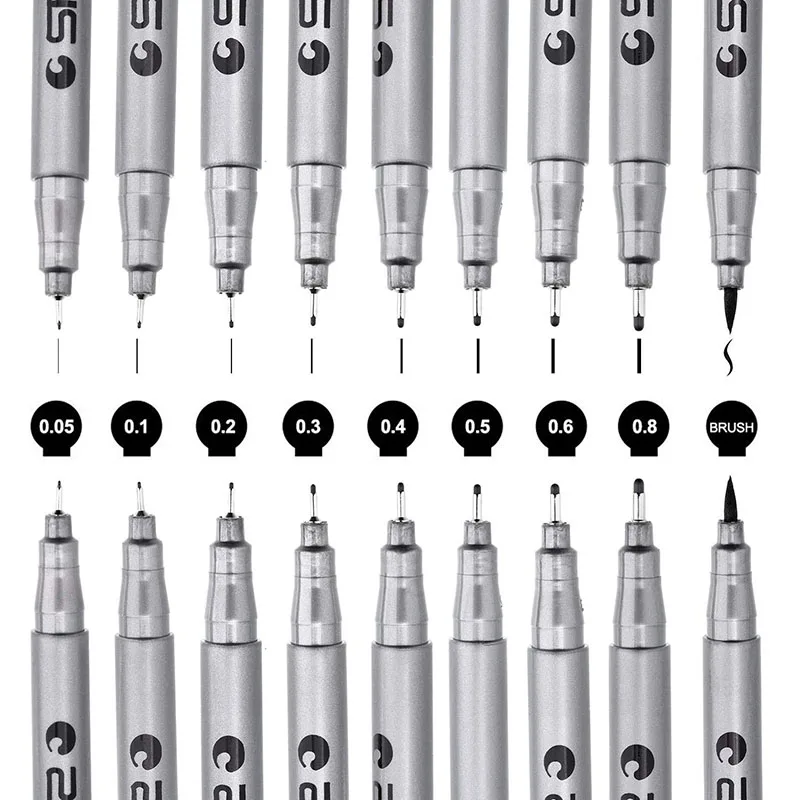 9 шт./компл. Sakura Pigma ручки micron, файнлайнер, набор кисть для эскиза чернила маркер для белой доски, цветные маркеры пигмент вкладыш для рисования товары для рукоделия