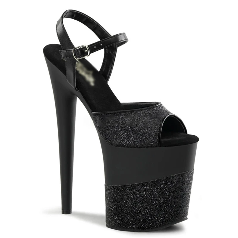 Black 20cm Heel Женские босоножки на платформе; блестящие женские туфли на высоком каблуке 20 см; цвет золотой, черный; Fenty Beauty; пикантные женские летние туфли для стриптиза; большой размер 43 - Цвет: Black 20cm Heel