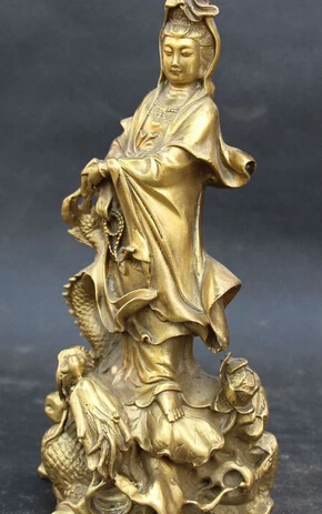 Быстрая доставка 10 &quotТибетский буддизм бронзовый Kwan yin Guan Yin Boddhisattva статуя богини