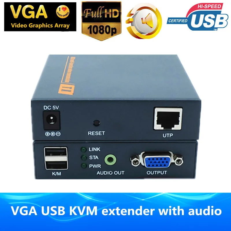 Наивысшее качество 660ft VGA KVM Over IP Extender HD 1080 P передатчик vga видео приемник Поддержка