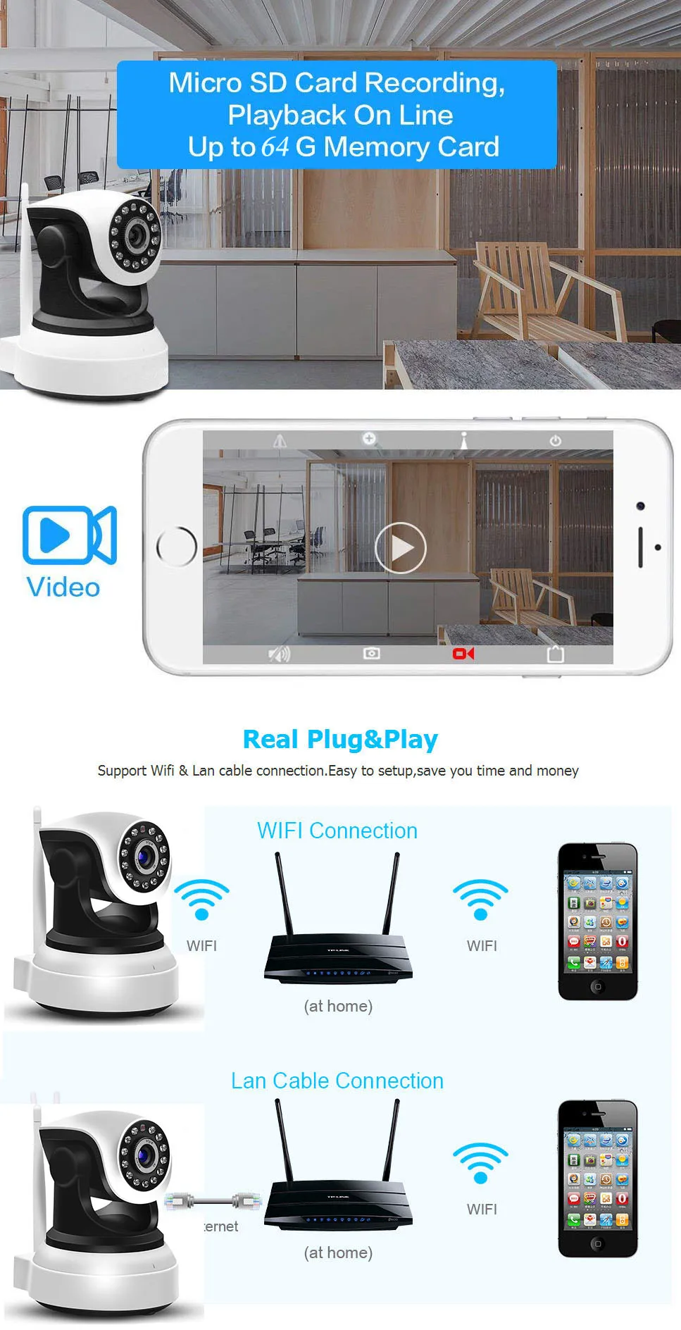 Wi-Fi Крытый CCTV наблюдения панорамирование/наклон беспроводная камера двухстороннее аудио P2P ночного видения HD 1080P IP камера монитор для ребенка Camhi APP