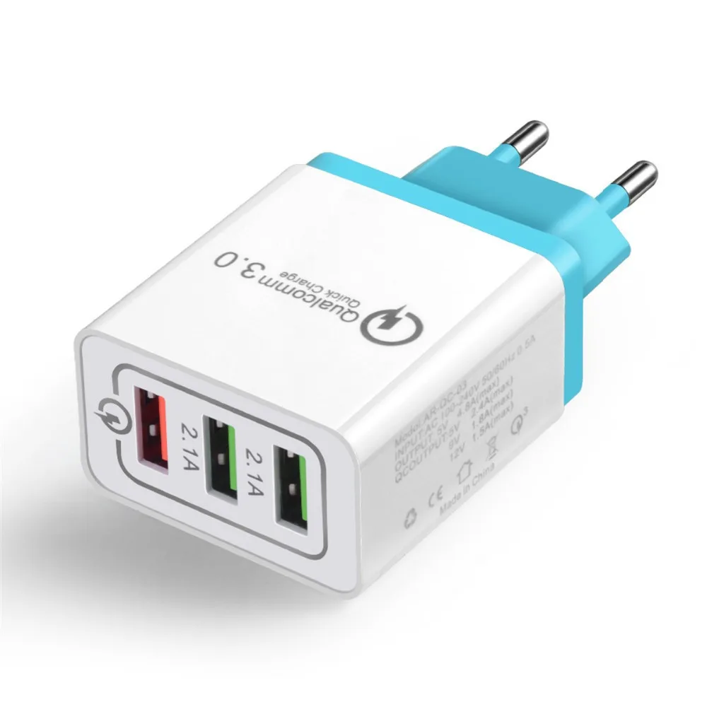 3 порта 18 Вт портативное зарядное устройство USB для путешествий Быстрая зарядка QC 3,0 2,0 быстрое зарядное устройство настенный адаптер для samsung S7 Xiaomi iPhone iPad