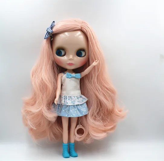 Кукла Blygirl Blyth розовые волнистые локоны № 125 5 7 суставов нормальный цвет кожи|blythe