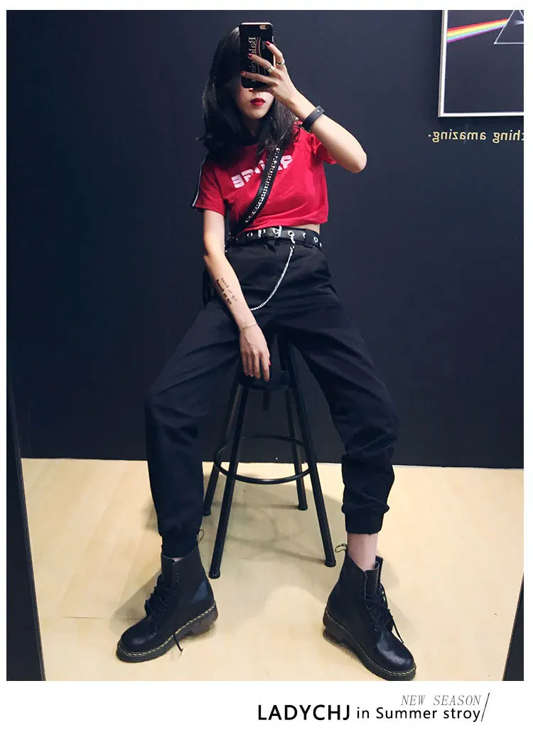 Women Cargo Pants Ladies Baggy Boyfriend Handsome Hip Hop Straight Trousers | Женская одежда