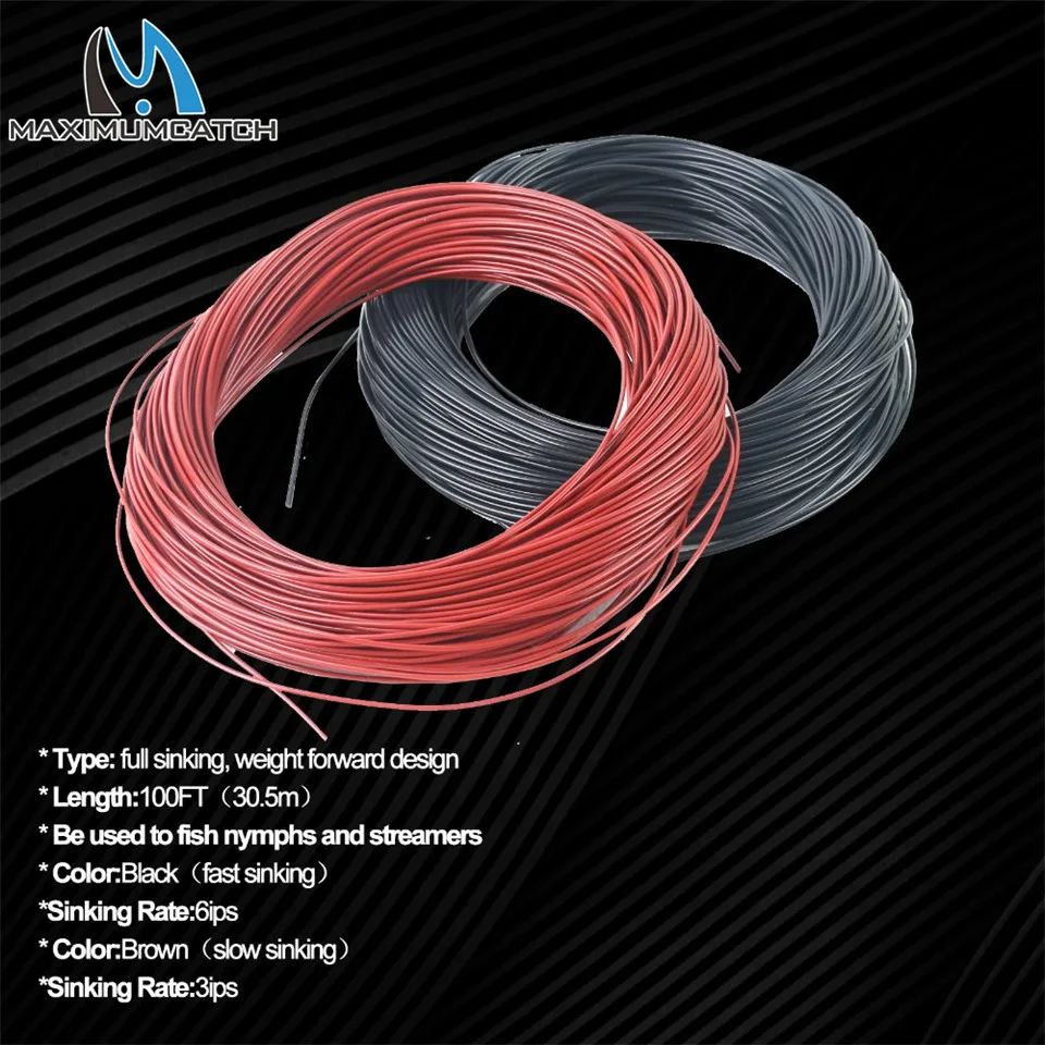Maximumcatch WF Тонущая Fly Line 4-9wt коричневый и черный 100 футов Вес вперед Тонущая Fly леска