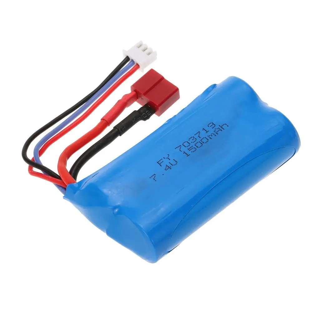 

EBOYU 7.4V 1500mAh Li Battery with T Plug for FEIYUE FY03 FY01 FY02 Wltoys 12428 12401 12402 12403 12404 12423 + other RC Car