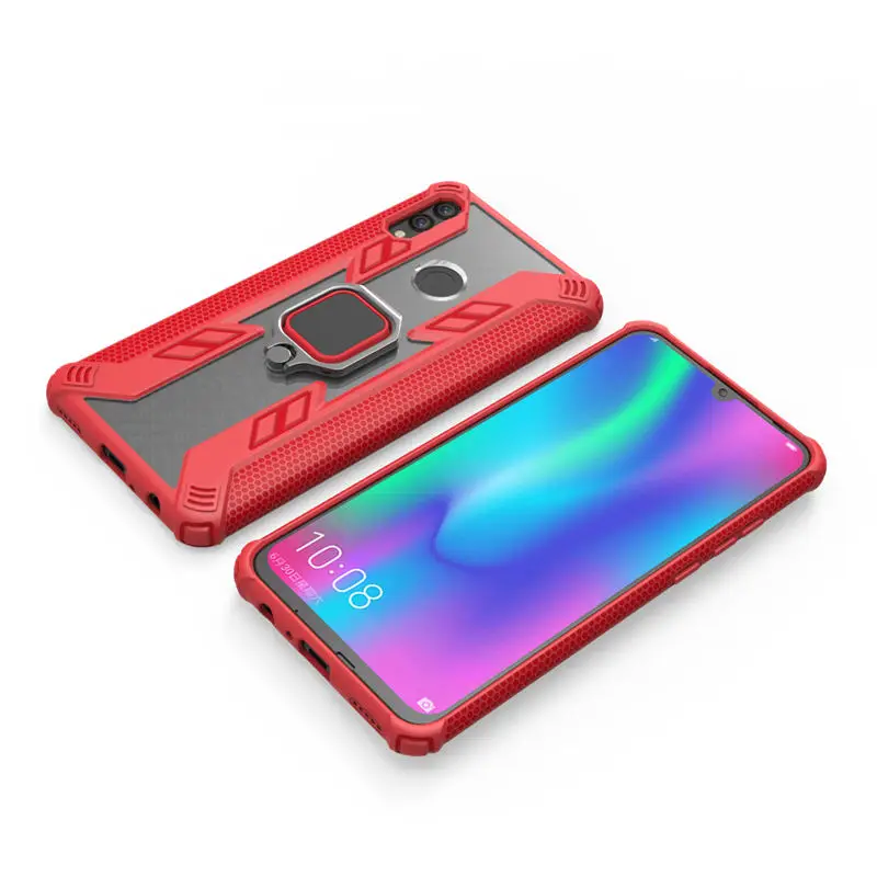 Противоударный чехол для телефона с кольцом-держателем Huawei Honor 10 Lite прозрачный