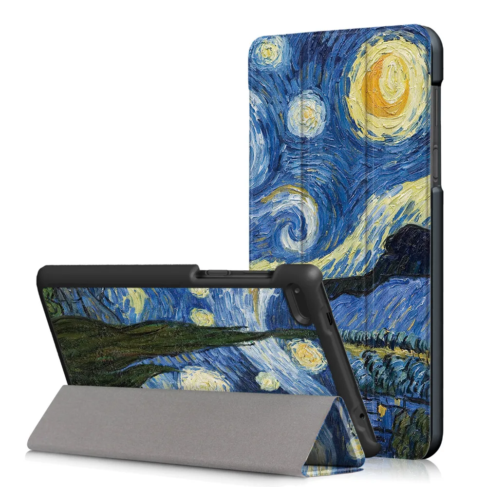 Тонкий чехол из ПУ кожи с подставкой для Lenovo Tab 7 Essential/Tab 4 Essential планшета принтом и