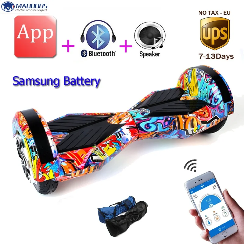 Samsung батареи 8 дюймов свет 2 балансировки колес электрический скутер smart Электрический скейтборд приложение self балансировочный гироскутер