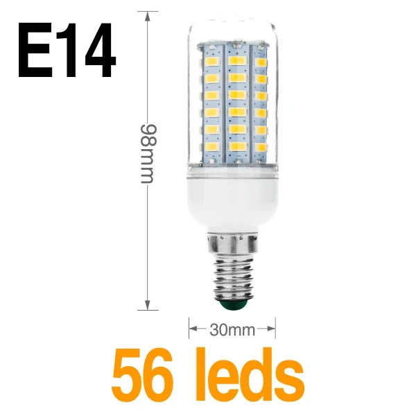 E14 56leds E27 E14 светодиодный шарик 30 36 56 72 89 светодиодный s люстры лампы в форме свечи SMD5730 лампа светильник светодиодный кукурузный светильник 220 В лампада светодиодный s Свеча светильник Точечный светильник - Испускаемый цвет: E14 56leds