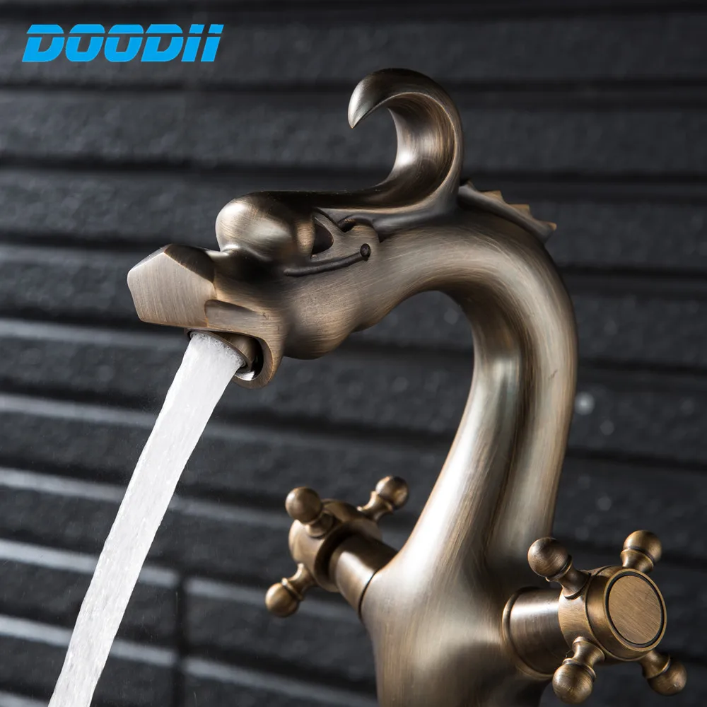 Soild латунный бронзовый смеситель с двойной ручкой античный для кухни ванной