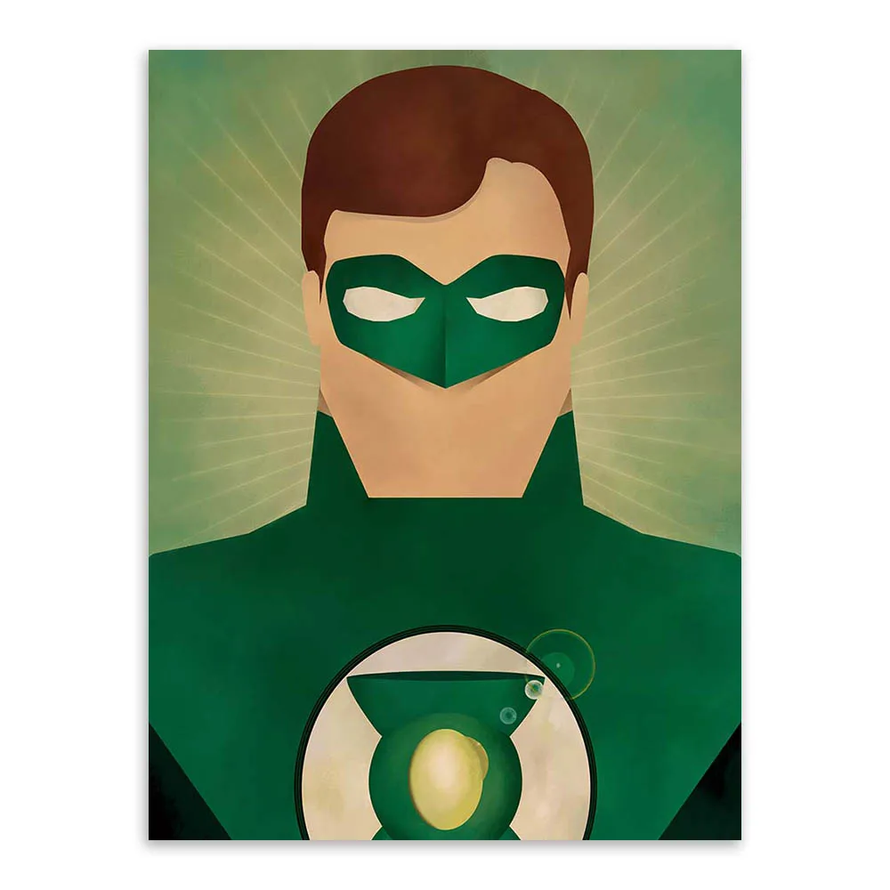 Superheros мститель Фильм Винтаж поп абстрактный плакат печатает мультфильм стены искусства картина Детская комната Декор холст живопись без рамки - Цвет: Green Lantern